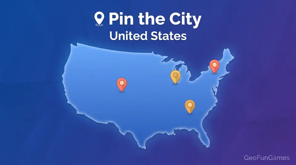 Pin the City - Connecticut: map illustration with pins for this geography game.