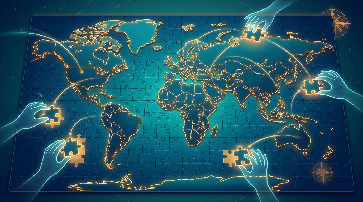 Free multiplayer jigsaw puzzle online - collaborative world map jigsaw with live cursors