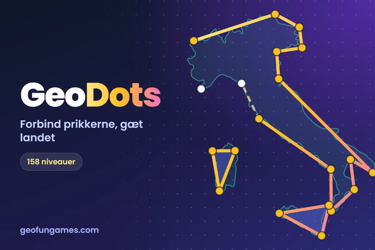 Nyt spil: GeoDots GeoDots på GeoFunGames: prikker på et lands grænse forbundet til dets omrids