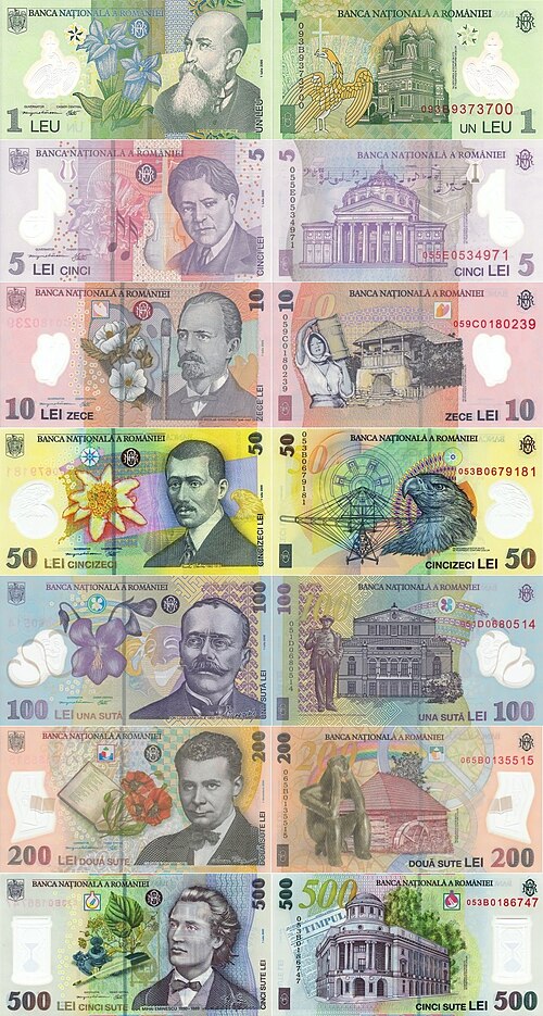 Romanian leu (RON) banknote