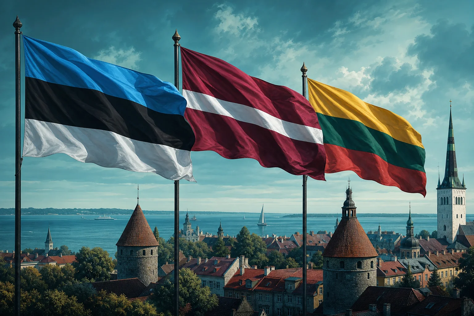 Illustration preview for Flags of the Baltic States - GeoFunGames Learn