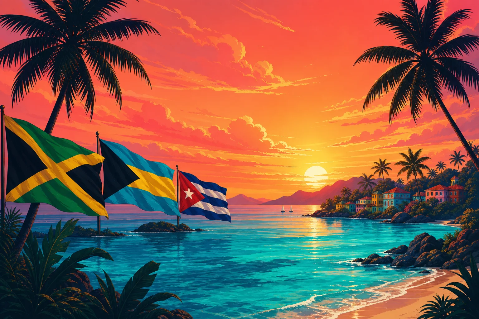 Illustration preview for Flags of the Caribbean - GeoFunGames Learn