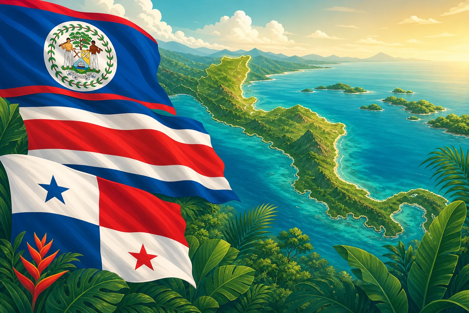 Illustration preview for Flags of Central America - GeoFunGames Learn