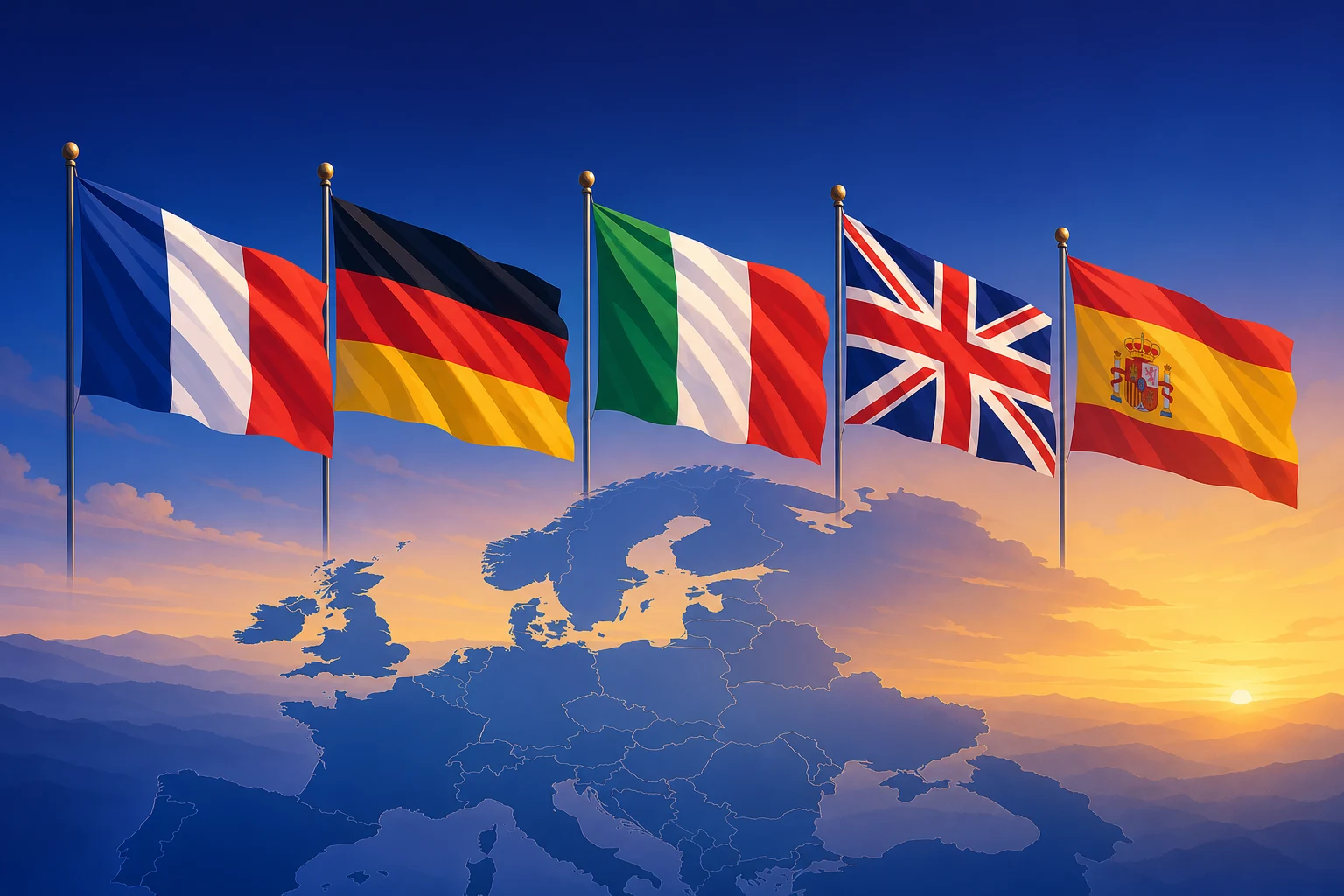 Illustrationsforhåndsvisning for Europas flag - GeoFunGames Learn