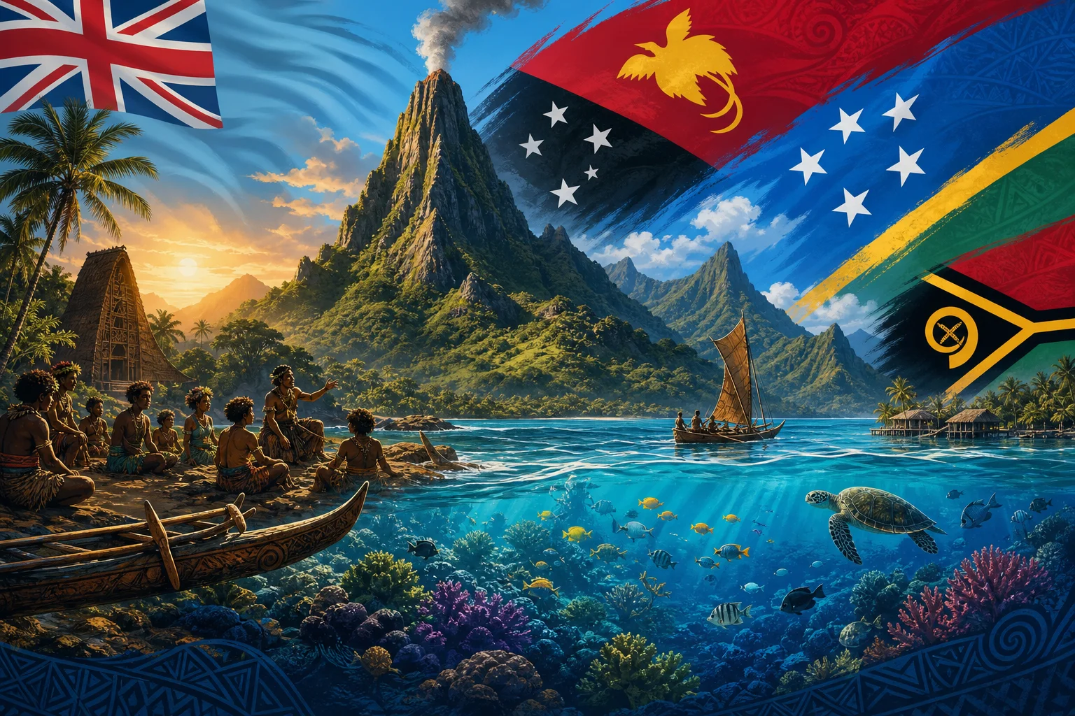 Illustrationsforhåndsvisning for Melanesiens flag - GeoFunGames Learn