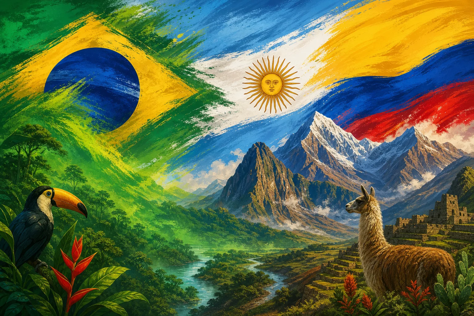 Illustration preview for Flags of South America - GeoFunGames Learn