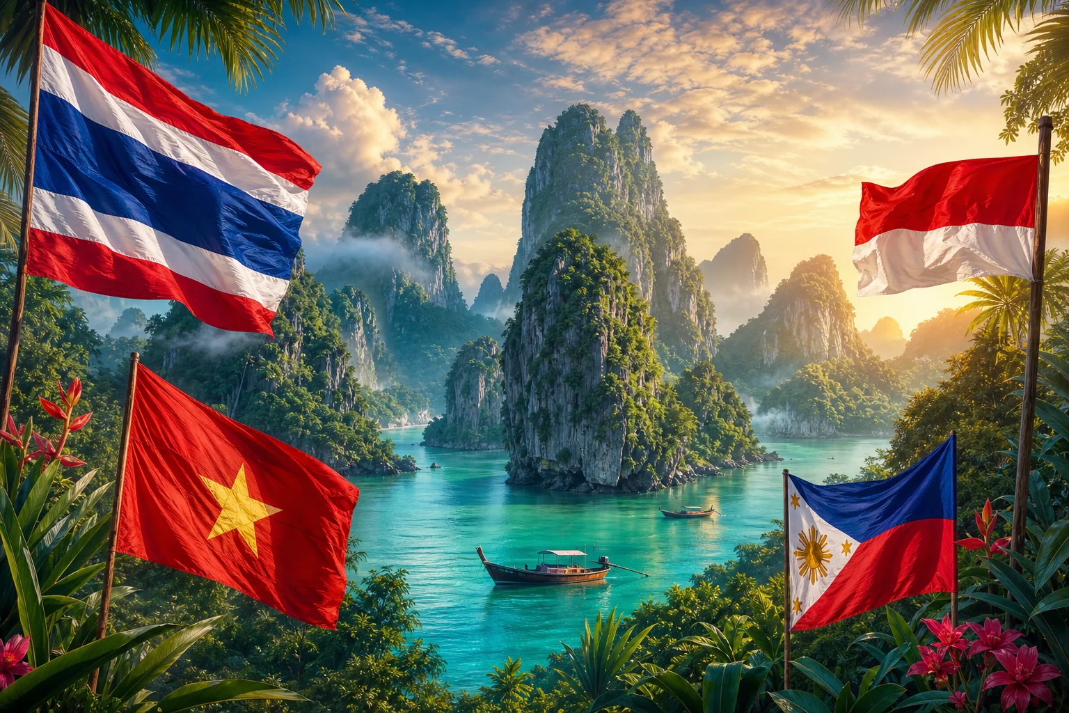 Illustration preview for Flags of Southeast Asia: All 11, With Names - GeoFunGames Learn