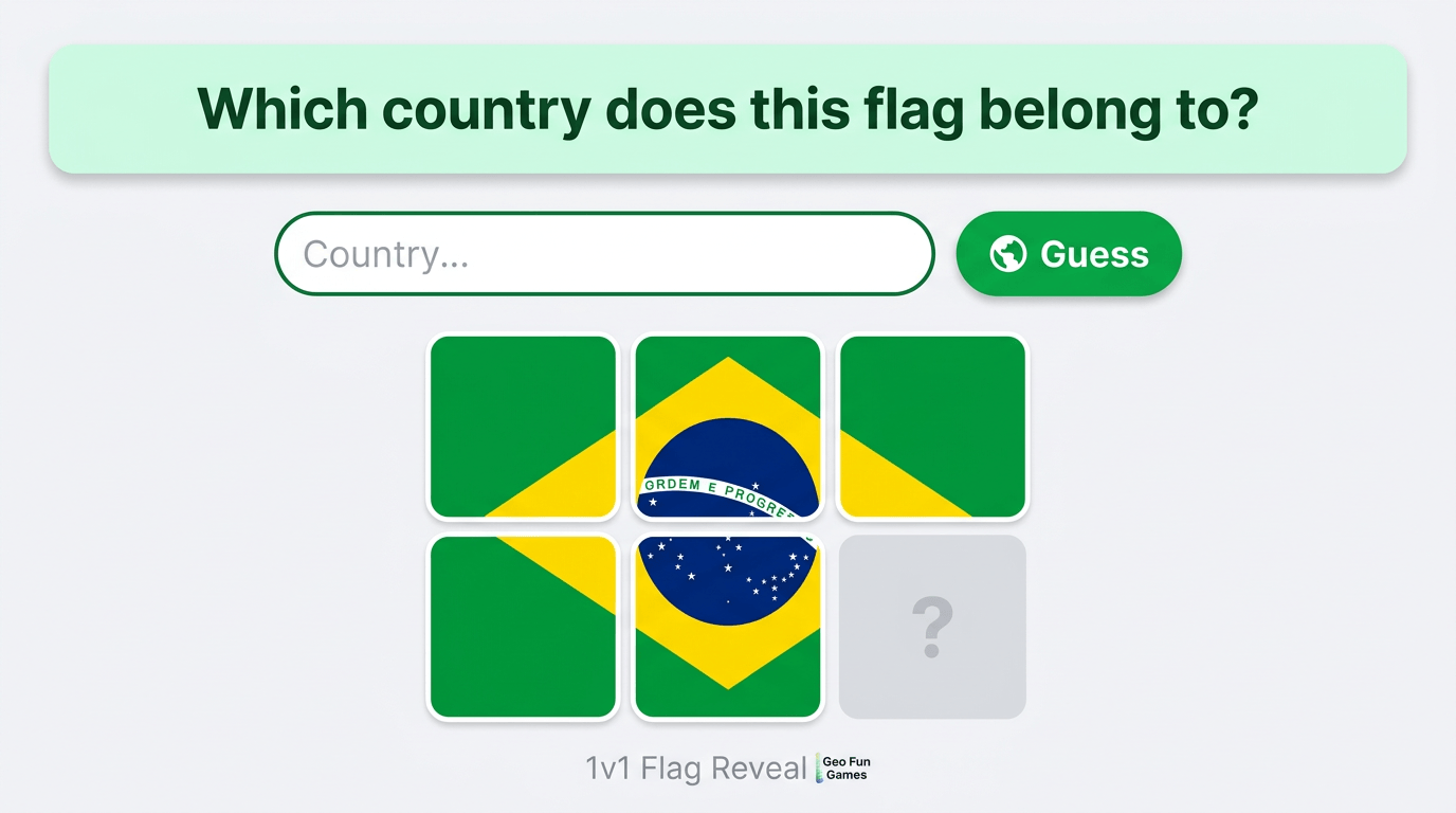 To spillere gætter et skjult flag i Flag Reveal Multiplayer