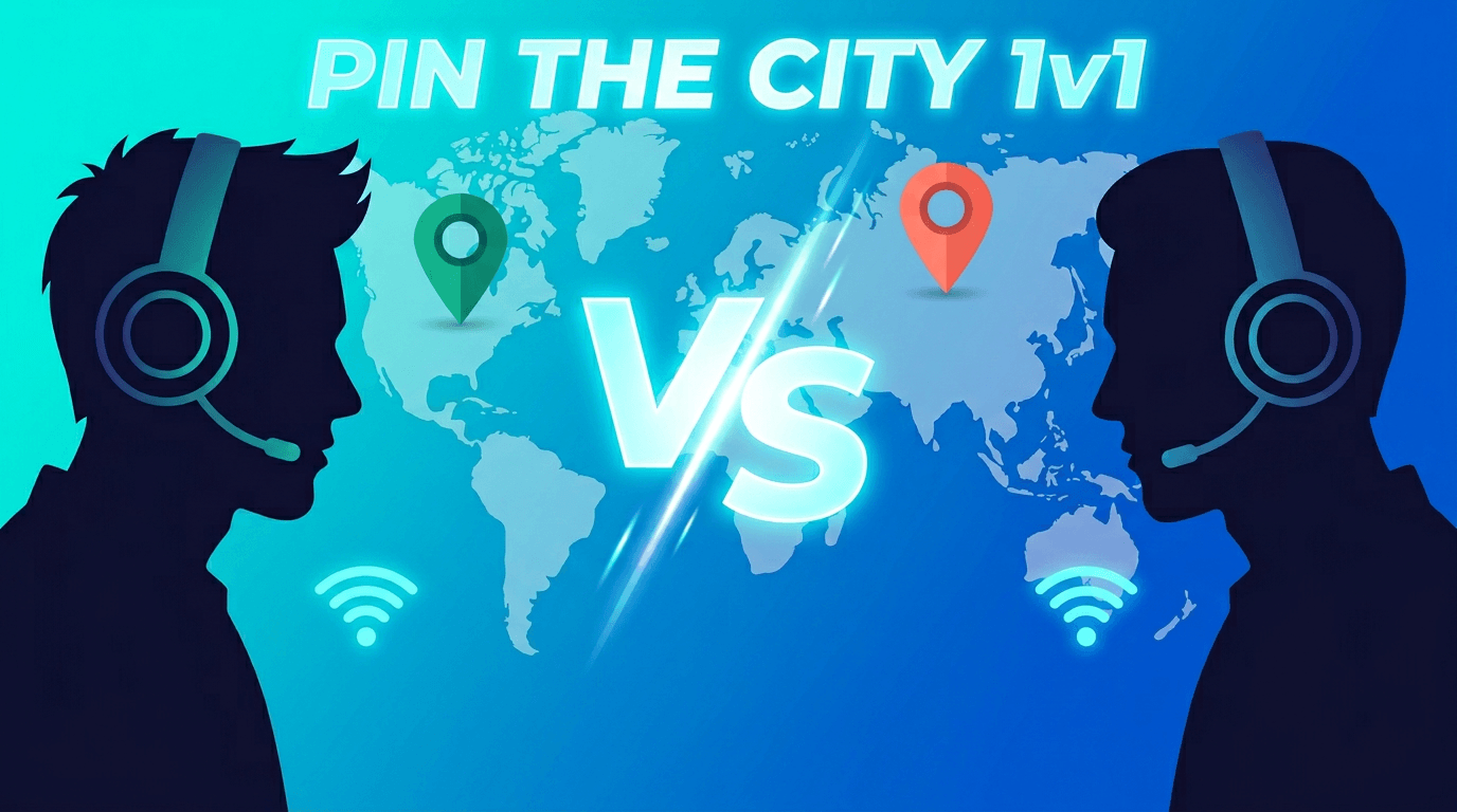 Two players racing to pin cities on a map in Pin the City Multiplayer
