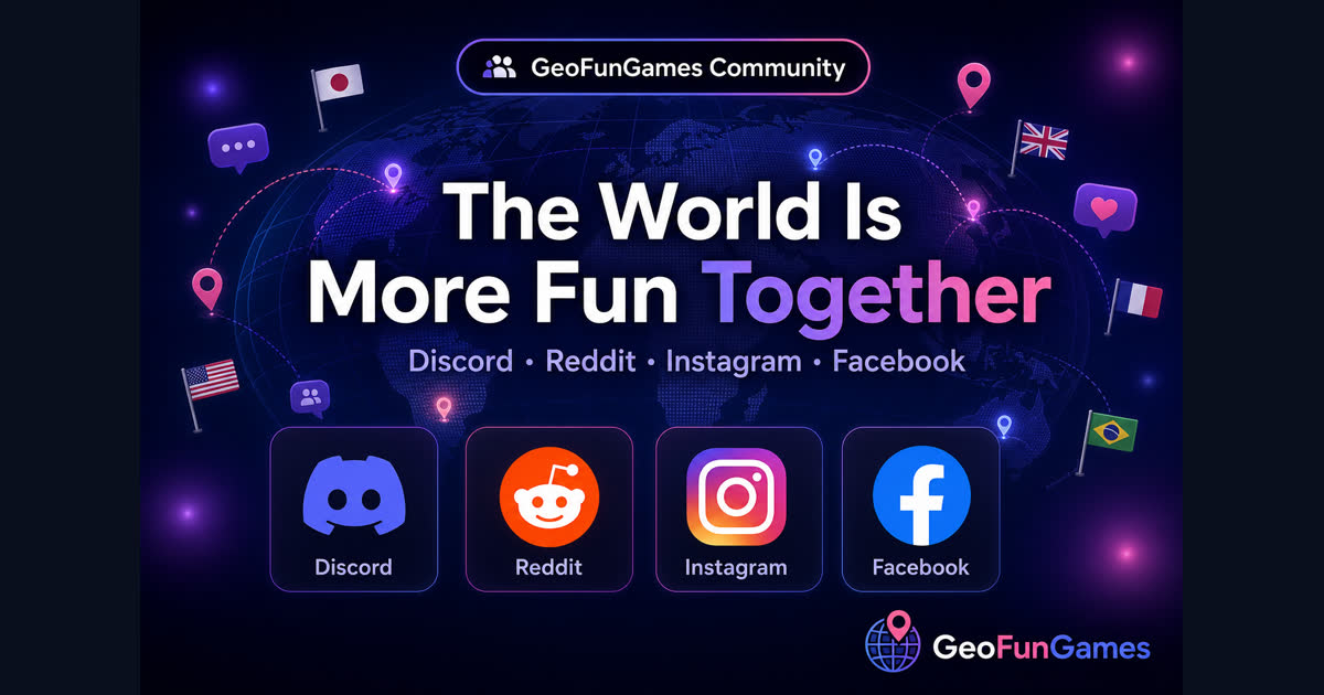 GeoFunGames Community - join us on Discord, Reddit, Instagram and Facebook